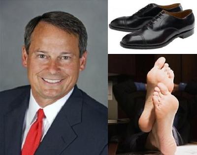 Recipe for Success: Take One Well Dressed Corporate Executive (left), Remove His Expensive Shoes and Socks (upper right) and Fight Gloal Warming! (below right)